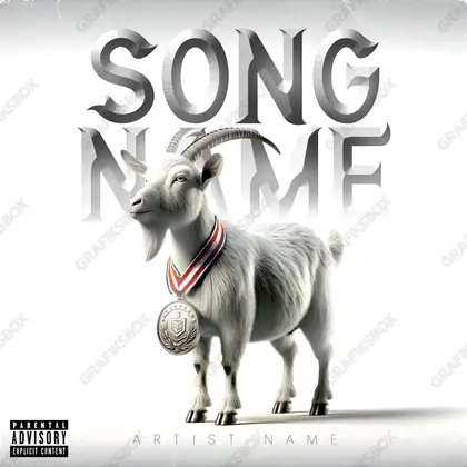 Portada de álbum prediseñada «Silver Goat» — aristas de vidrio y reflejos fríos, en una paleta monocroma