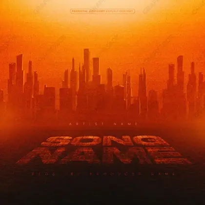 Portada de álbum prediseñada «Desertic» — una idea visual original sin equivalente cercano en el catálogo, en una gama naranja