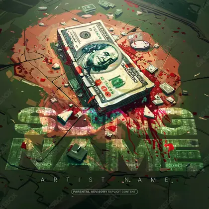 Готовая обложка для трека про роскошь «Bloody Cash» — в красных тонах