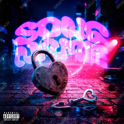 Обложка для трека с хромом и стеклом «Broken Key» — в розовых тонах