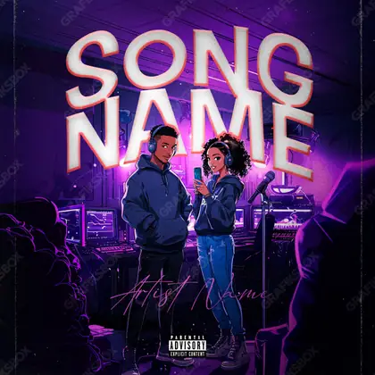 Готовая обложка для трека «Match Song» — в фиолетовых тонах