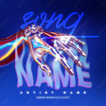 Portada de álbum prediseñada «Chrome Touch» — una escena sobre la cercanía y el afecto, en tonos azules fríos