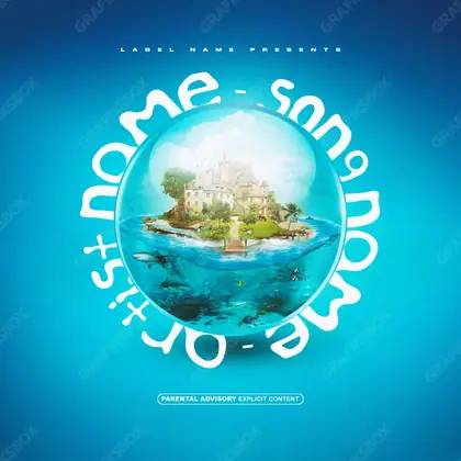 Portada de álbum prediseñada «Vacations» — una idea visual original sin equivalente cercano en el catálogo, en tonos azules fríos