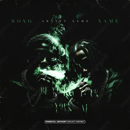 Portada de álbum prediseñada «Toxic Smoke» — fuego y humo en cuadro, en una gama en blanco y negro