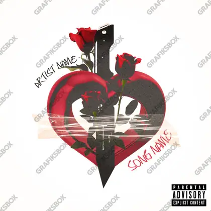 Portada de álbum prediseñada «Pain n Love» — una escena sobre la cercanía y el afecto, en tonos rojos intensos