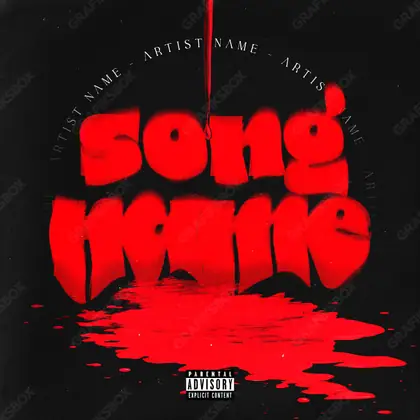 Portada de álbum prediseñada «Bad Drops» — un encuadre que no encaja en una sola categoría, en una gama roja