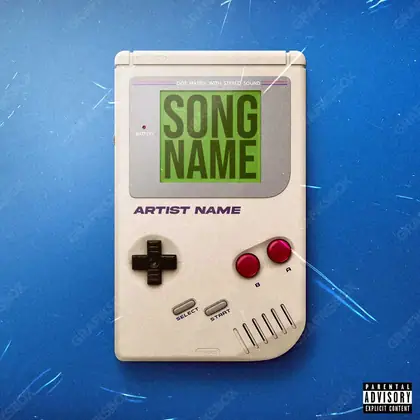 Premade album cover “the Game Boy” — a portrait of a man with heavy shadow and restrained light in cool blue tones