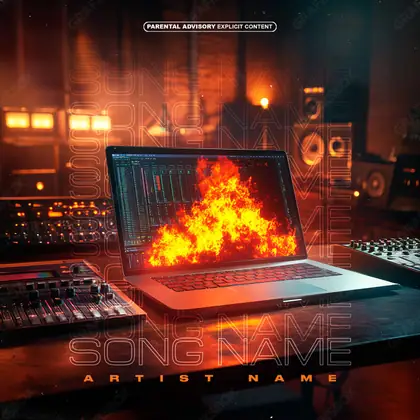 Portada de álbum prediseñada «Tools Fire» — un encuadre caliente: chispas, calor, humo, en tonos rojos intensos