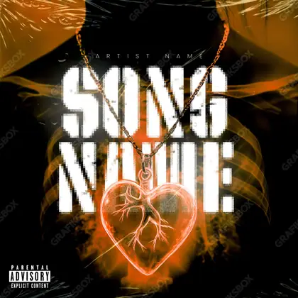 Premade album cover “At Neck” — a face in frame and deliberate shadow in orange shades