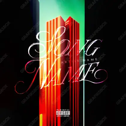 Portada de álbum prediseñada «Skyscrapers» — un encuadre que no encaja en una sola categoría, en una gama roja