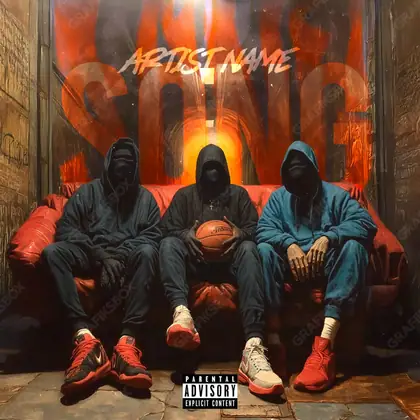 Premade album cover “The Playerz” — an original visual idea with no close match in the catalogue in an orange palette
