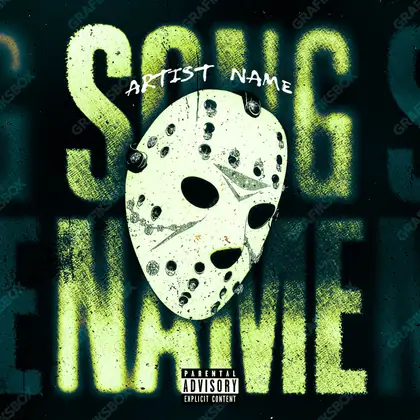 Portada de álbum prediseñada «Jason Mask» — una escena sombría que mantiene la tensión, en matices verdes