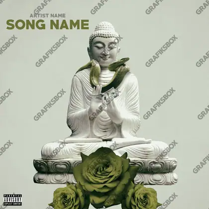 Premade album cover “Buda” — a subject with a character of its own in warm gold tones