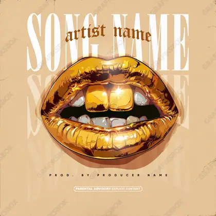 Premade album cover “Teeth Grillz” — harsh imagery in a low-key frame in orange shades