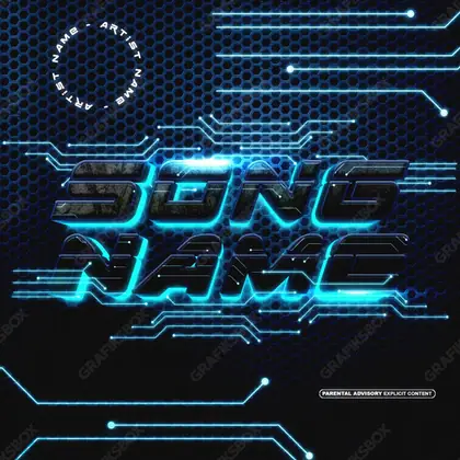 Premade album cover “Blue Tech” — a frame that refuses to sit in one category in cool blue tones