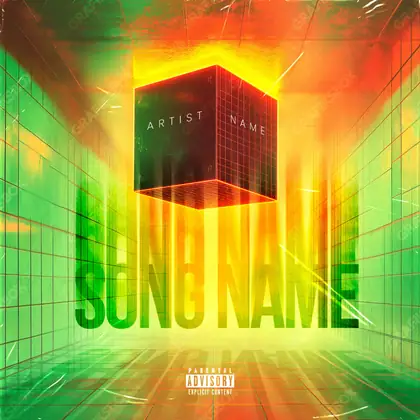 Portada de álbum prediseñada «Unreal» — una idea visual original sin equivalente cercano en el catálogo, en una gama dorada
