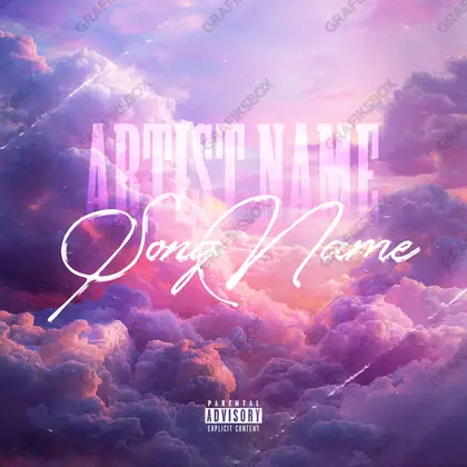 Premade album cover “Fluffy Sky” — a calm natural scene with room to breathe in a pink palette