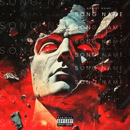 Portada de álbum prediseñada «Attachment» — una idea visual original sin equivalente cercano en el catálogo, en tonos rojos intensos