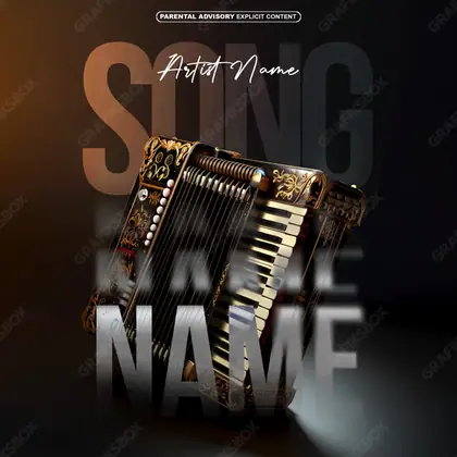 Portada de álbum prediseñada «Accordion» — una idea visual original sin equivalente cercano en el catálogo, en una gama naranja