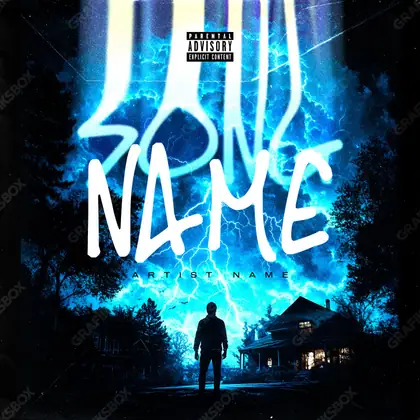 Portada de álbum prediseñada «Alone at Night» — una escena nocturna de sombras profundas, en una gama azul