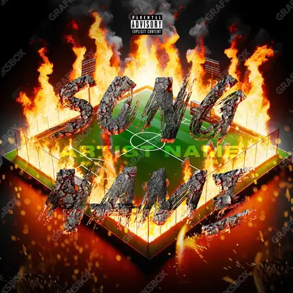 Portada de álbum prediseñada «Field Fire» — naturaleza en cuadro: cielo, agua y aire, en una gama naranja