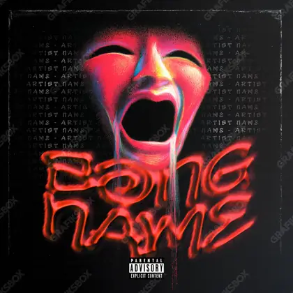 Portada de álbum prediseñada «Painful Crying» — una escena melancólica bajo luz apagada, en tonos rojos intensos