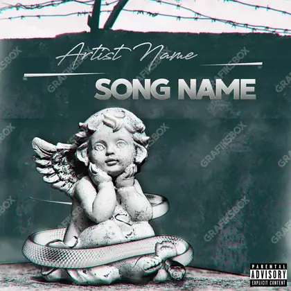 Premade album cover “White Angel” — dark art with a heavy atmosphere in a black and white palette