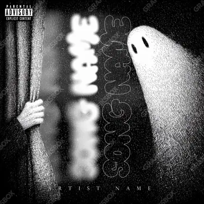 Portada de álbum prediseñada «Ghost Game» — una escena sombría que mantiene la tensión, en una gama en blanco y negro