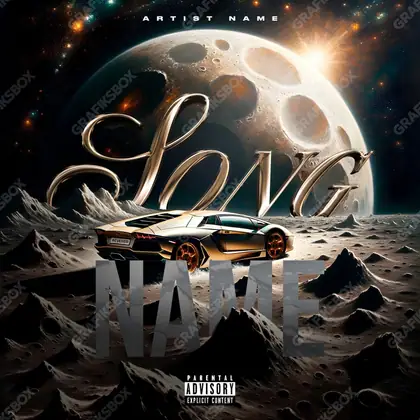 Portada de álbum prediseñada «Space Lambo» — un campo de estrellas y luz fría, en una gama naranja