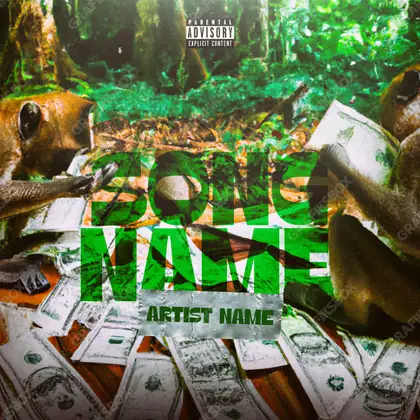 Portada de álbum prediseñada «Savage Hustler» — una idea visual original sin equivalente cercano en el catálogo, en matices verdes