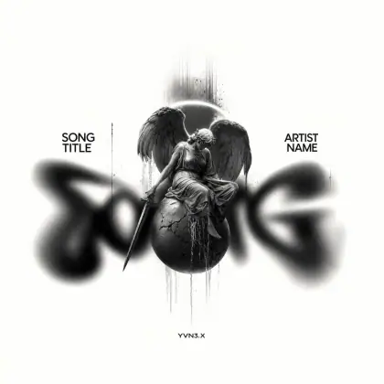 Album cover art “Black Angel”: angel, black and white tones