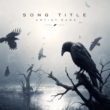 Album cover art “Black Bird”: bird and water, black and white tones