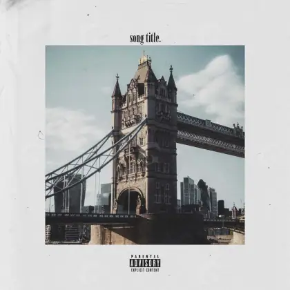Portada prediseñada «Black Bridge»: puente y edificio; color blanco y negro