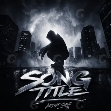 Portada para canción «Black Building»: edificio y nube; color blanco y negro