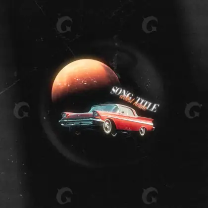 Обложка для песни «Black Car»: автомобиль и планета; палитра — чёрно-белая