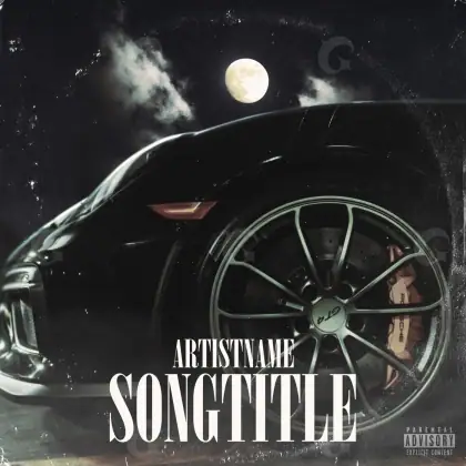 Music cover artwork “Black Car”: car and moon, black and white tones