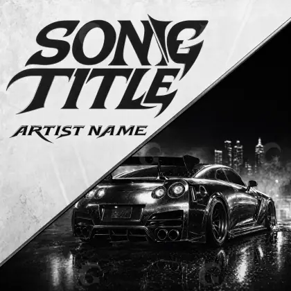 Album cover art “Black Car”: car and building, black and white tones