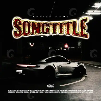 Music cover artwork “Black Car”: car and neon, black and white tones