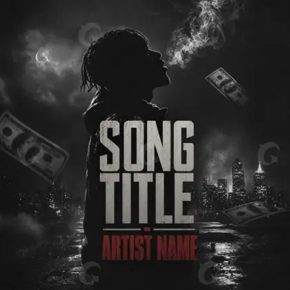 Music cover artwork “Black City”: city and cash, black and white tones