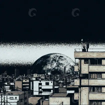 Portada prediseñada «Black City»: ciudad y edificio; color blanco y negro