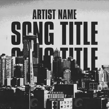 Album cover art “Black City”: city and building, black and white tones