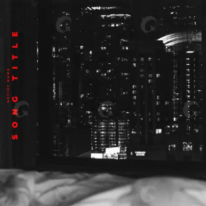 Обложка для песни «Black City»: город и окно; палитра — чёрно-белая