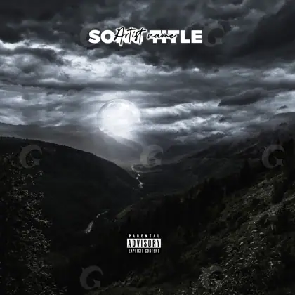 Portada para canción «Black Cloud»: nube y luna; color blanco y negro