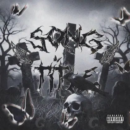 Arte de portada musical «Black Forest»: bosque y árbol; color blanco y negro