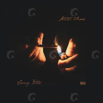 Portada para canción «Black Hand»: mano y fuego; color blanco y negro