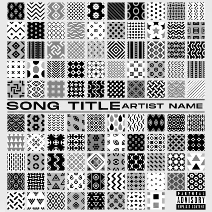 Arte de portada musical «Black Lettering»: tipografía; color blanco y negro