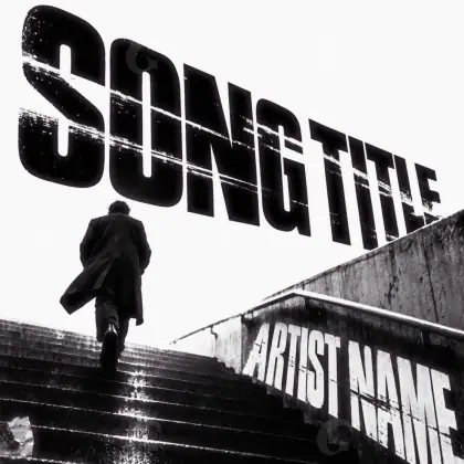 Premade cover art “Black Man”: man and stairs, black and white tones