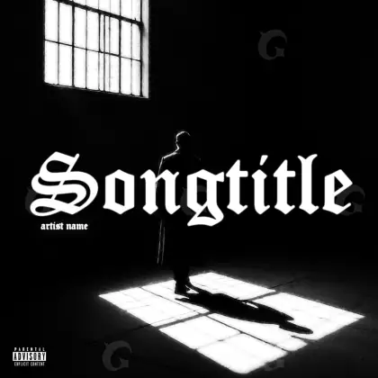 Arte de portada musical «Black Man»: hombre y ventana; color blanco y negro