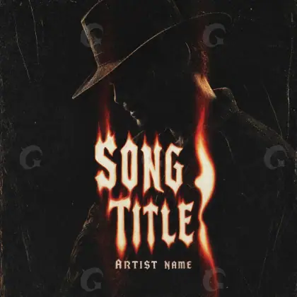 Music cover artwork “Black Man”: man and fire, black and white tones