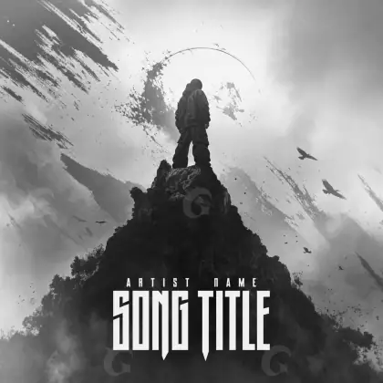 Music cover artwork “Black Man”: man and mountain, black and white tones